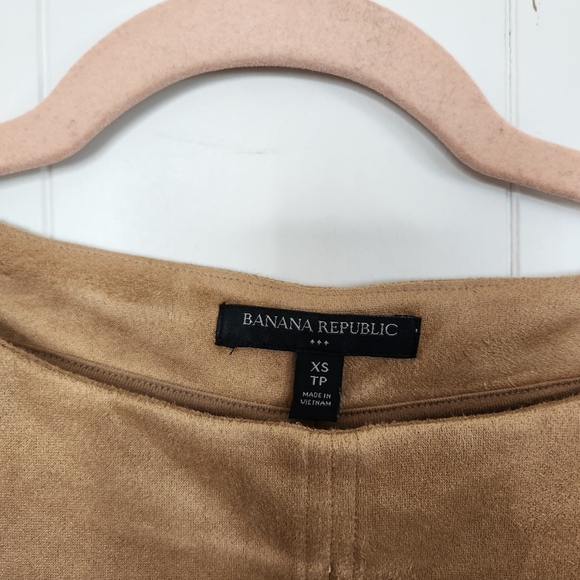 Banana Republic Tan Vegan Suede Belted Long Sleeve Swing Top Stretchy Casual XS - Picture 5 of 10